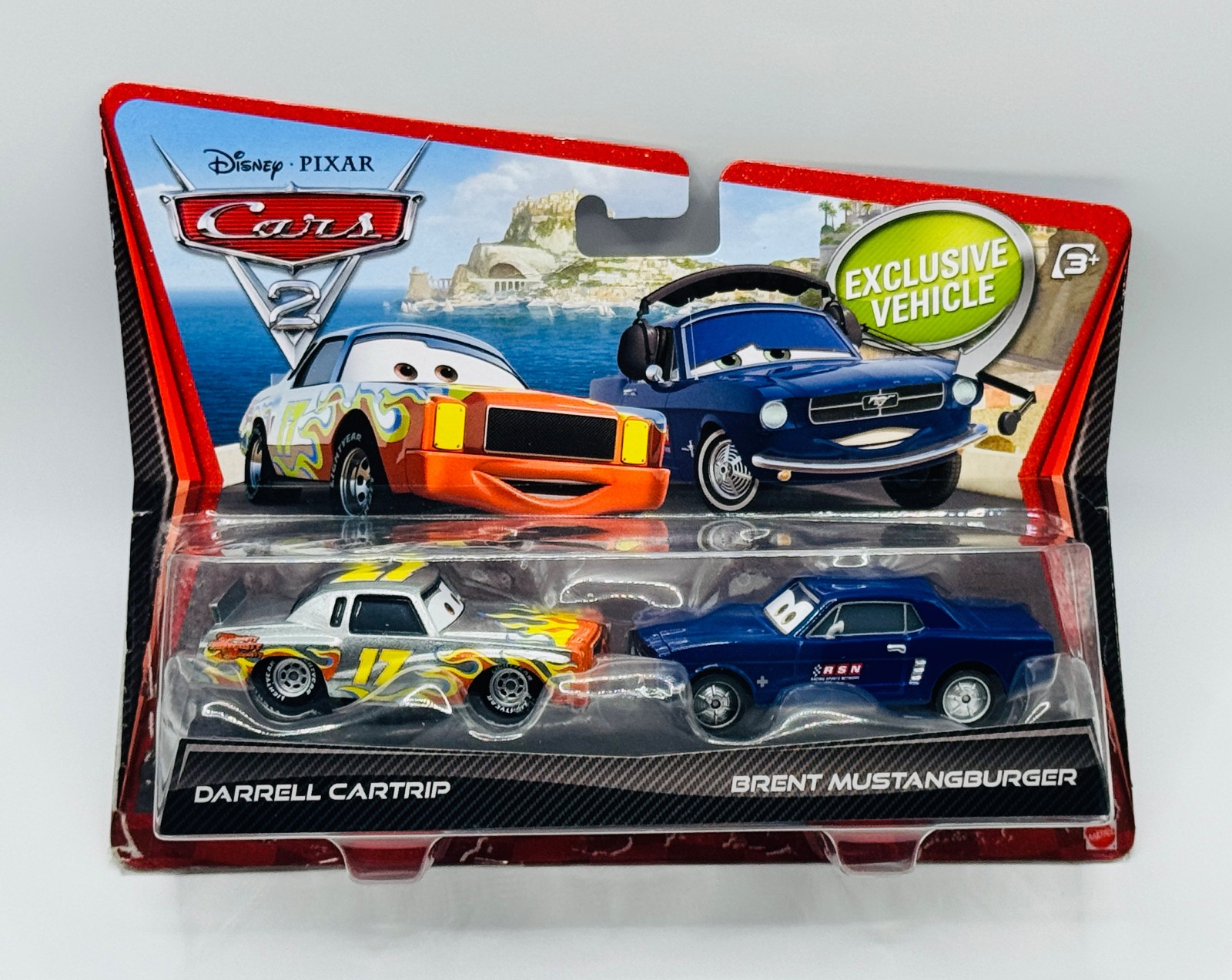 AUTHENTIC Cars: 2010 #17 Darrell Cartrip & Brent Mustang (2-Pack) Cars 2 +baggie