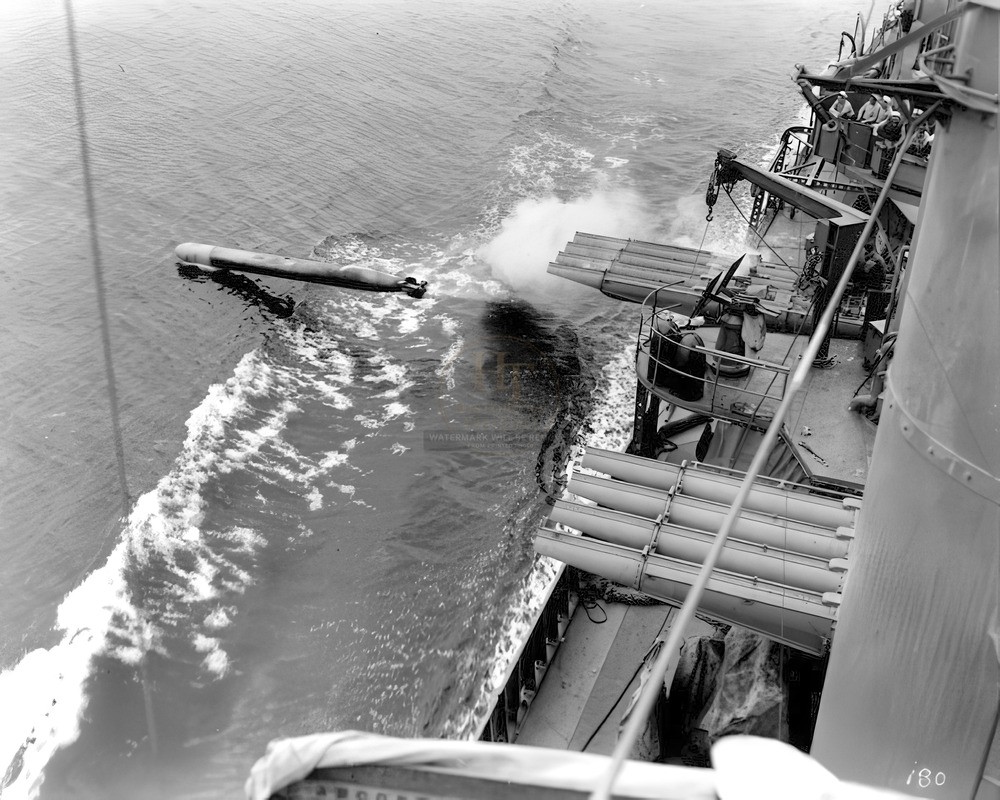 Mahan-Class USS Dunlap Launching a Torpedo WWII 8x10 Photo Print HT4136960