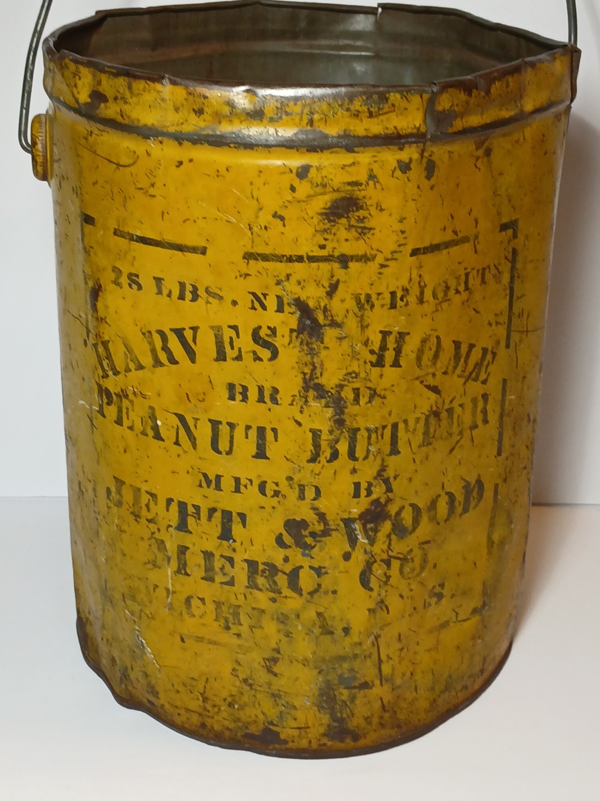 Rare 1920s Harvest Home Peanut Butter Tin Jett & Wood Wichita Kansas Antique Tin