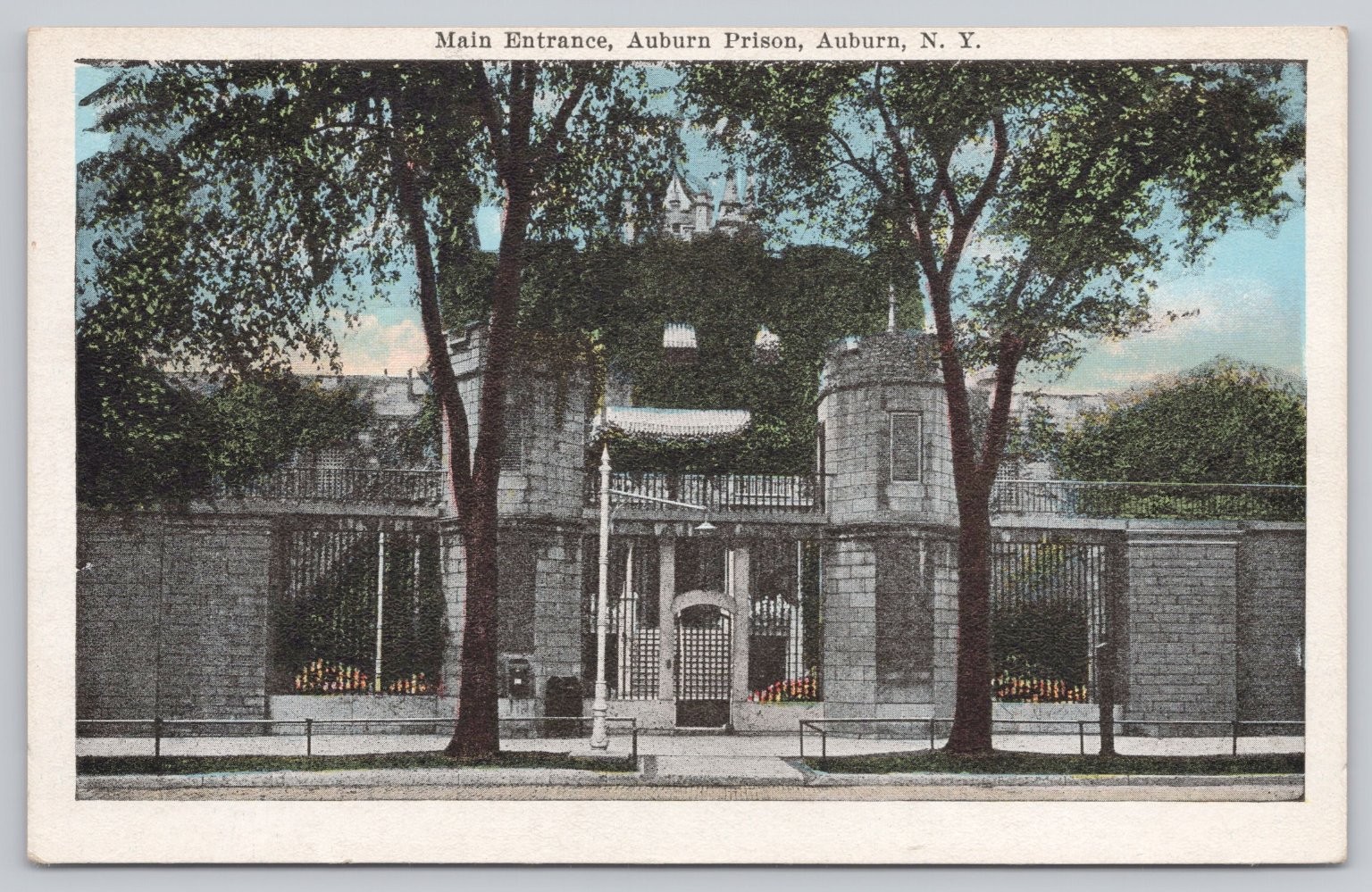 Auburn Prison Main Entrance Postcard Auburn NY E. C. Co. Divided Back c1910s