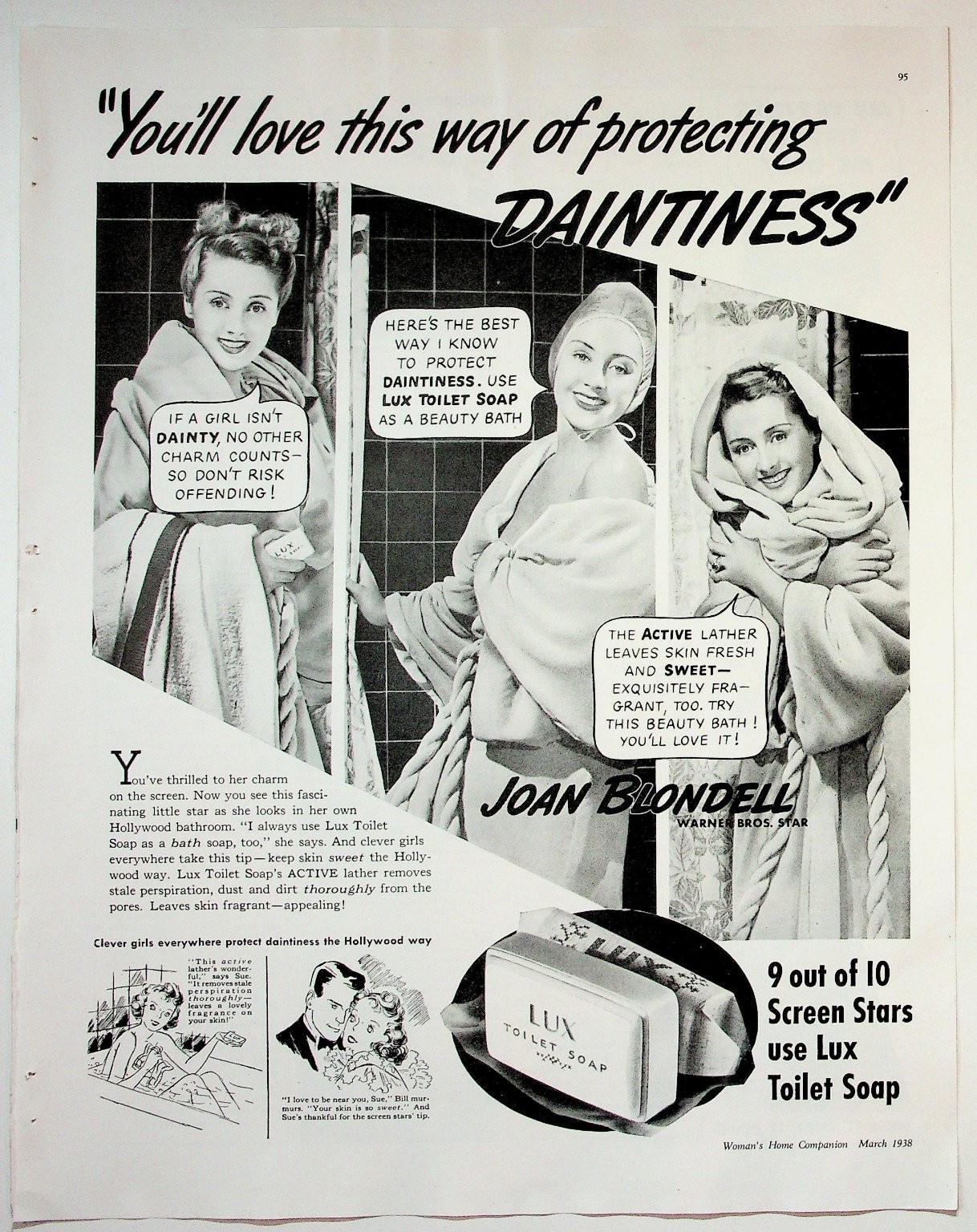 1938 Lux Toilet Soap Print Advertisement 10x13 Joan Blondell Vintage