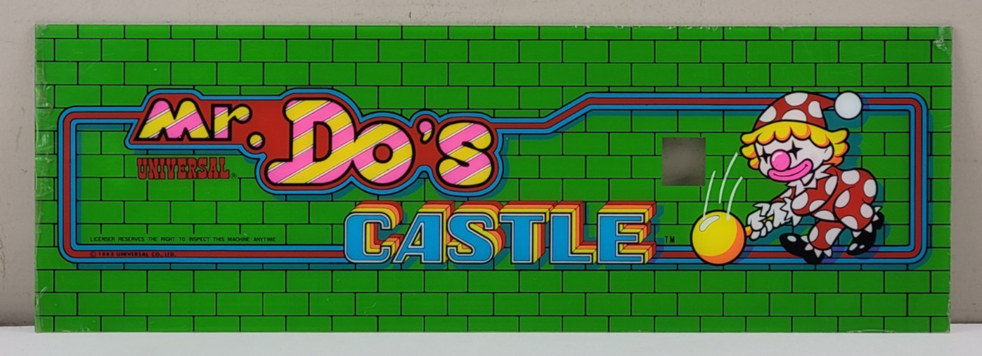 Original 1983 Universal Mr. Do's Castle Plexiglass Arcade Header Marquee Sign Original 1983 Universal Mr. Do's Castle Plexiglass Arcade Header Marquee Sign
