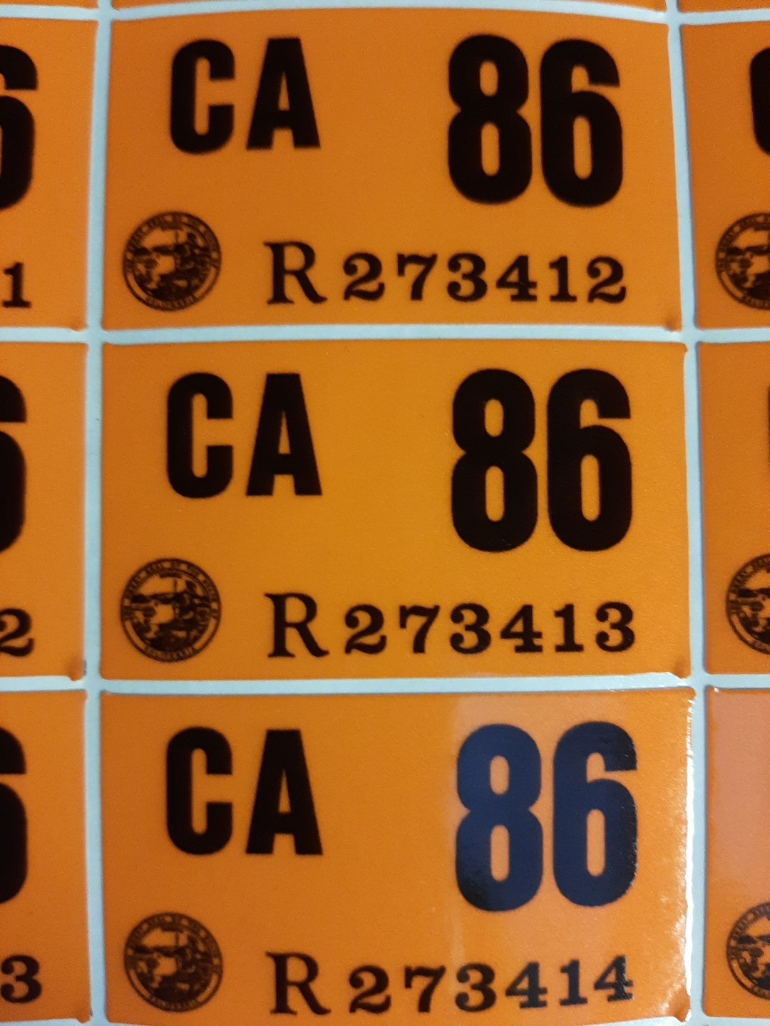 1986 California License Plate YOM Registration Sticker - CA DMV -(1)