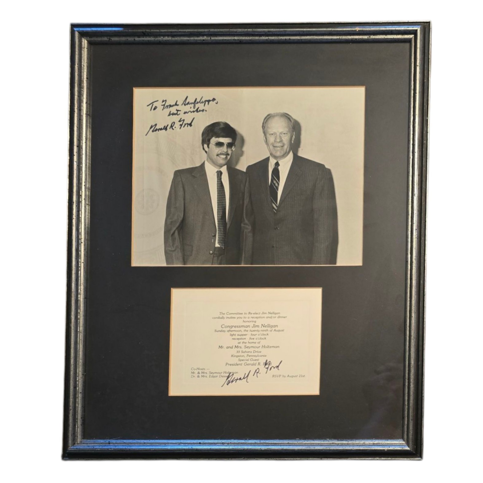 Vintage Gerald Ford Dual Signed Photograph & Ticket Congressional Reception PA