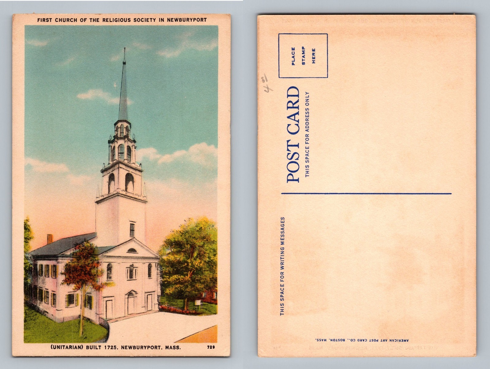 Newburyport, MA-Massachusetts, First Church Religious Society Vintage Postcard