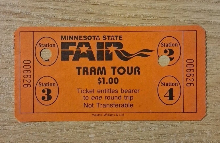 VINTAGE 1990\'s MINNESOTA STATE FAIR TRAM TOUR TICKET USED 2 PUNCHES