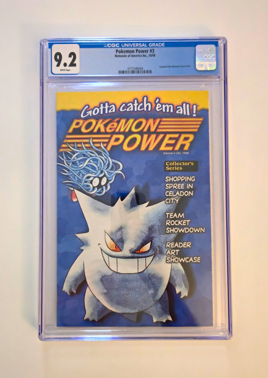 Pokémon Power Comic #3 CGC 9.2 NM- 1ST GENGAR COVER WHITE PAGES NINTENDO KEY Pokémon Power Comic #3 CGC 9.2 NM- 1ST GENGAR COVER WHITE PAGES NINTENDO KEY