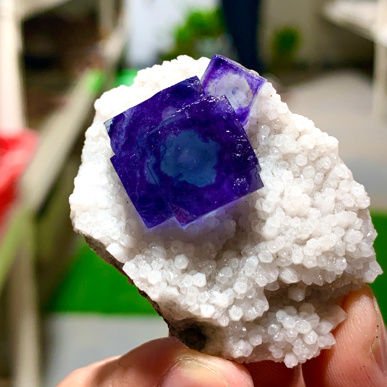 38G Natural Crystal Rare transparent purple green cubic fluorite sample/China