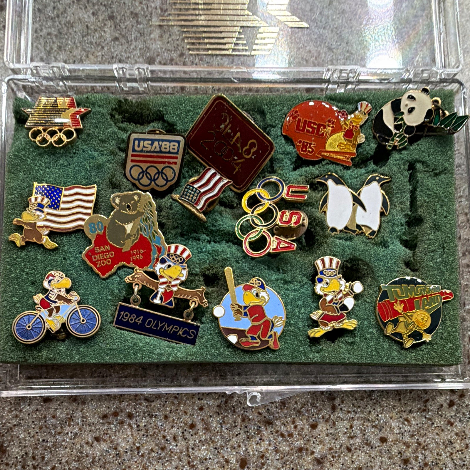 Vintage 1984 LA Olympics Pin Lot Sam the Eagle Disneyland 1985 Donald Duck 15pc