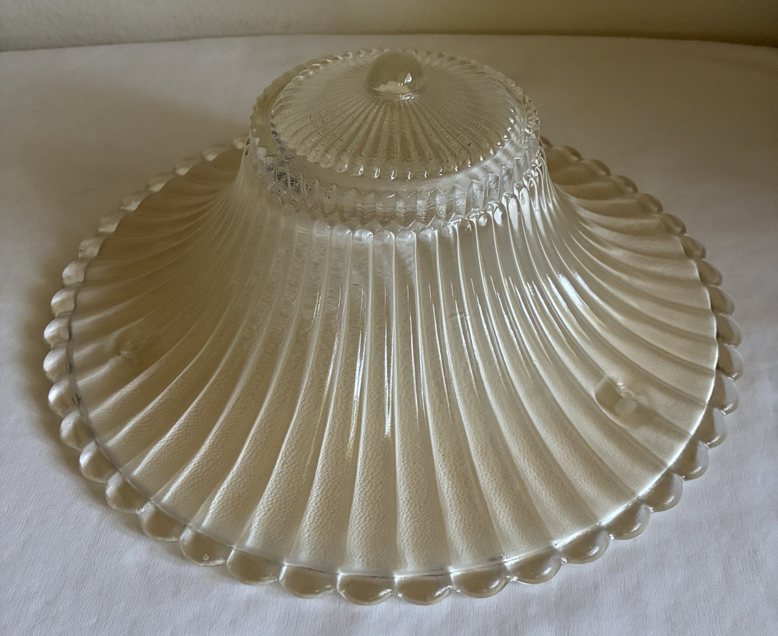 VTG Art Deco 3 Hole Frost Ribbed Glass 10 3/4\