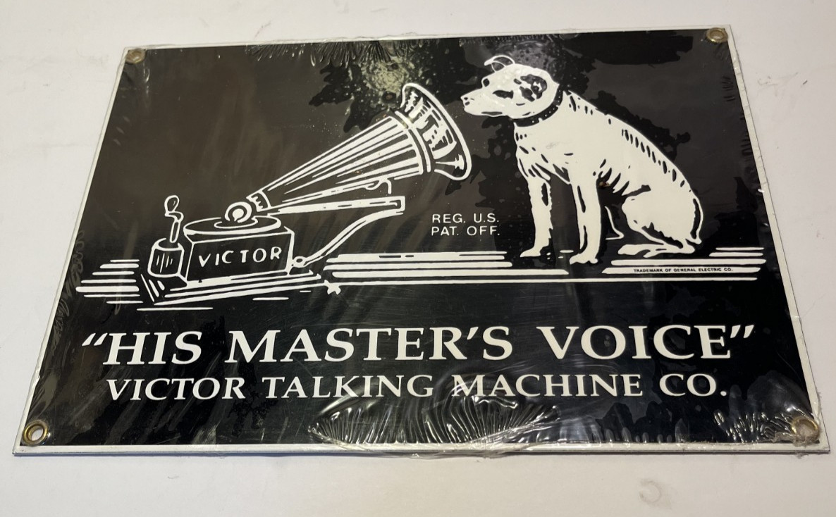 Andy Rooney Victor Phonograph Look For The Dog metal porcelain sign