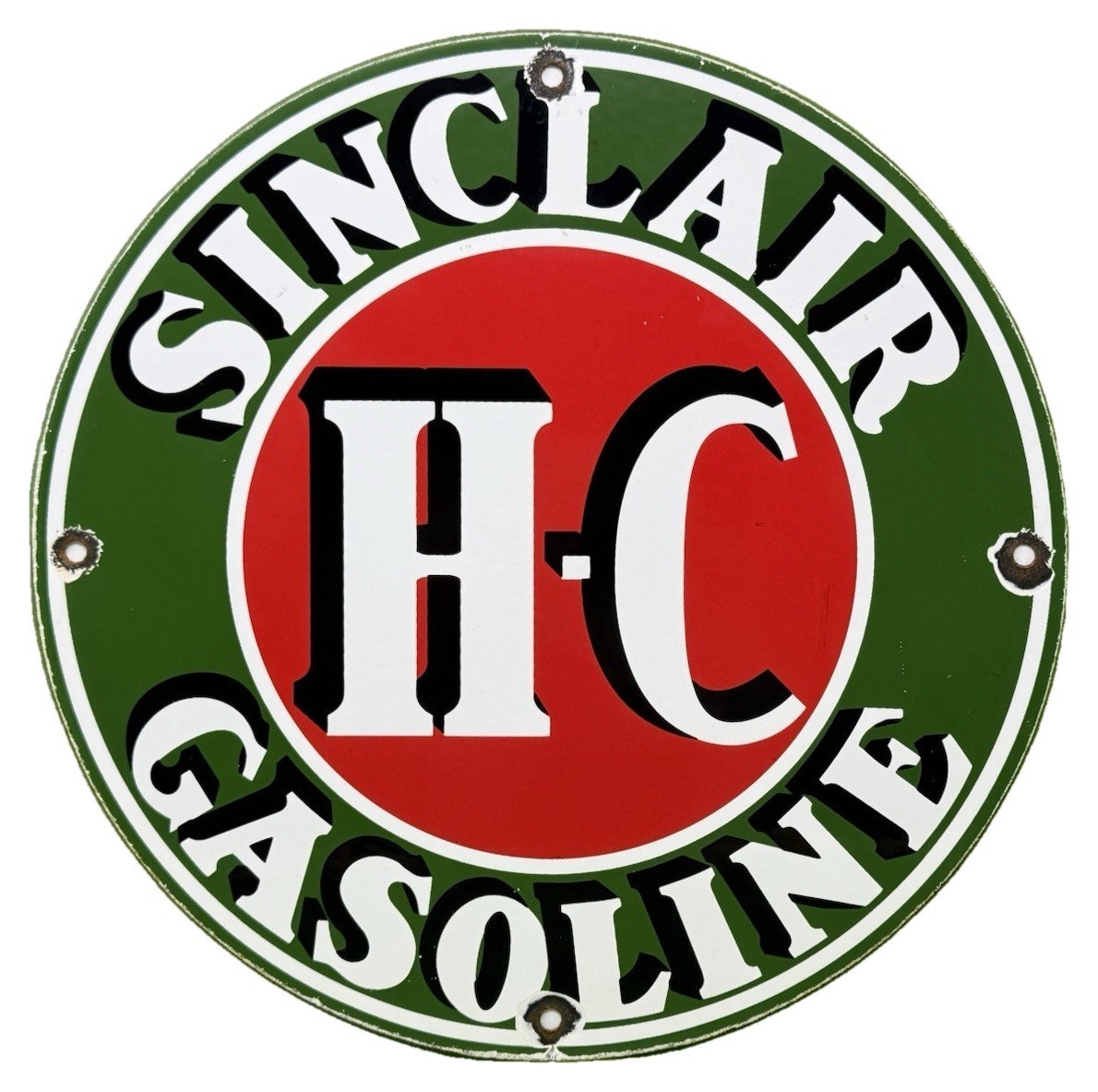 VINTAGE SINCLAIR H-C GASOLINE PORCELAIN SIGN GAS OIL PUMP PLATE