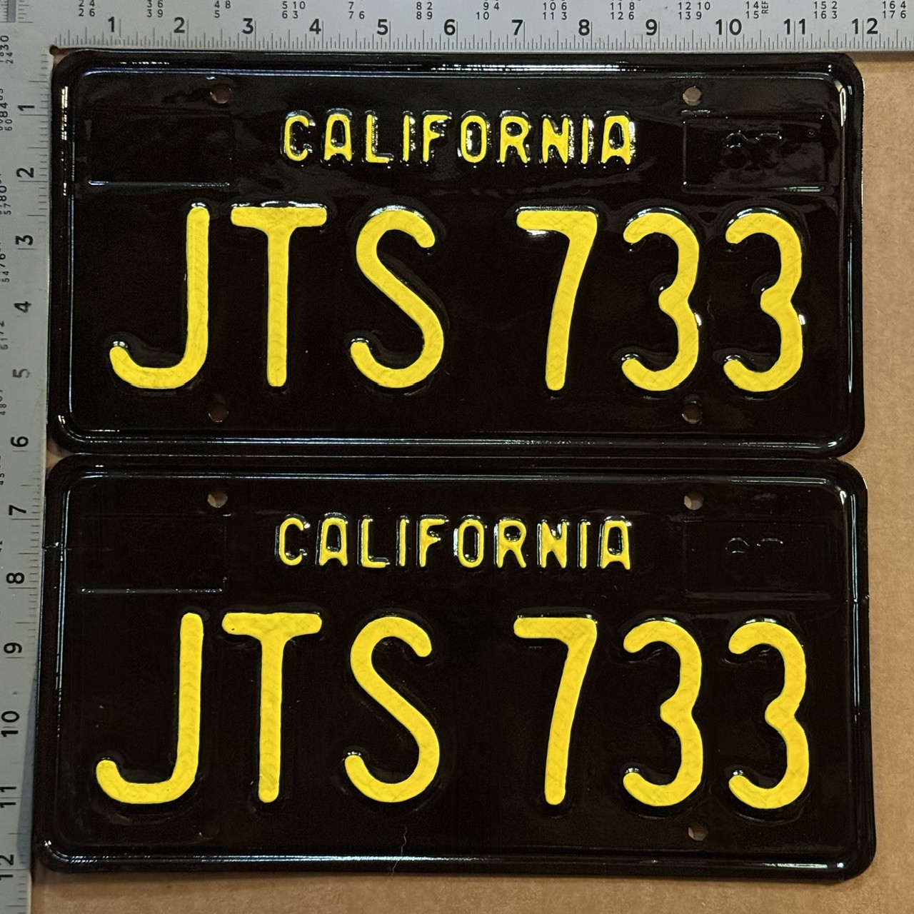 1963 California license plate pair JTS 733 YOM DMV HIGH QUALITY RESTORED 24206