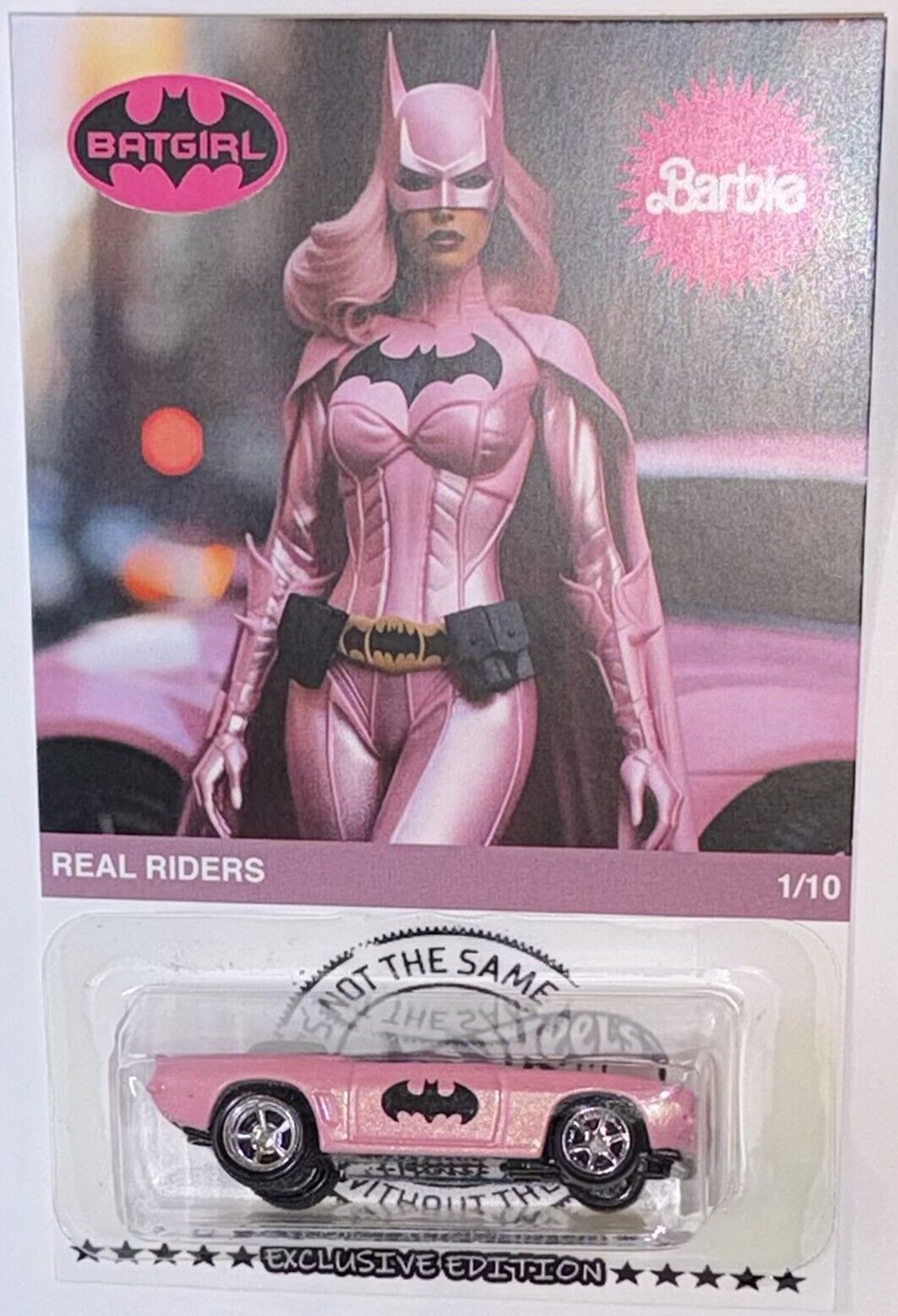 Pink \'69 Chevy Camaro CUSTOM Hot Wheels Barbie Batgirl Series w/ RR