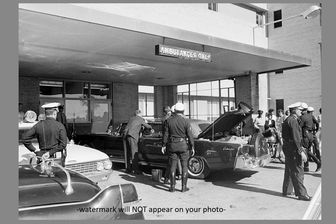 John F Kennedy Limo PHOTO Parkland Hospital, JFK Assassination Dallas