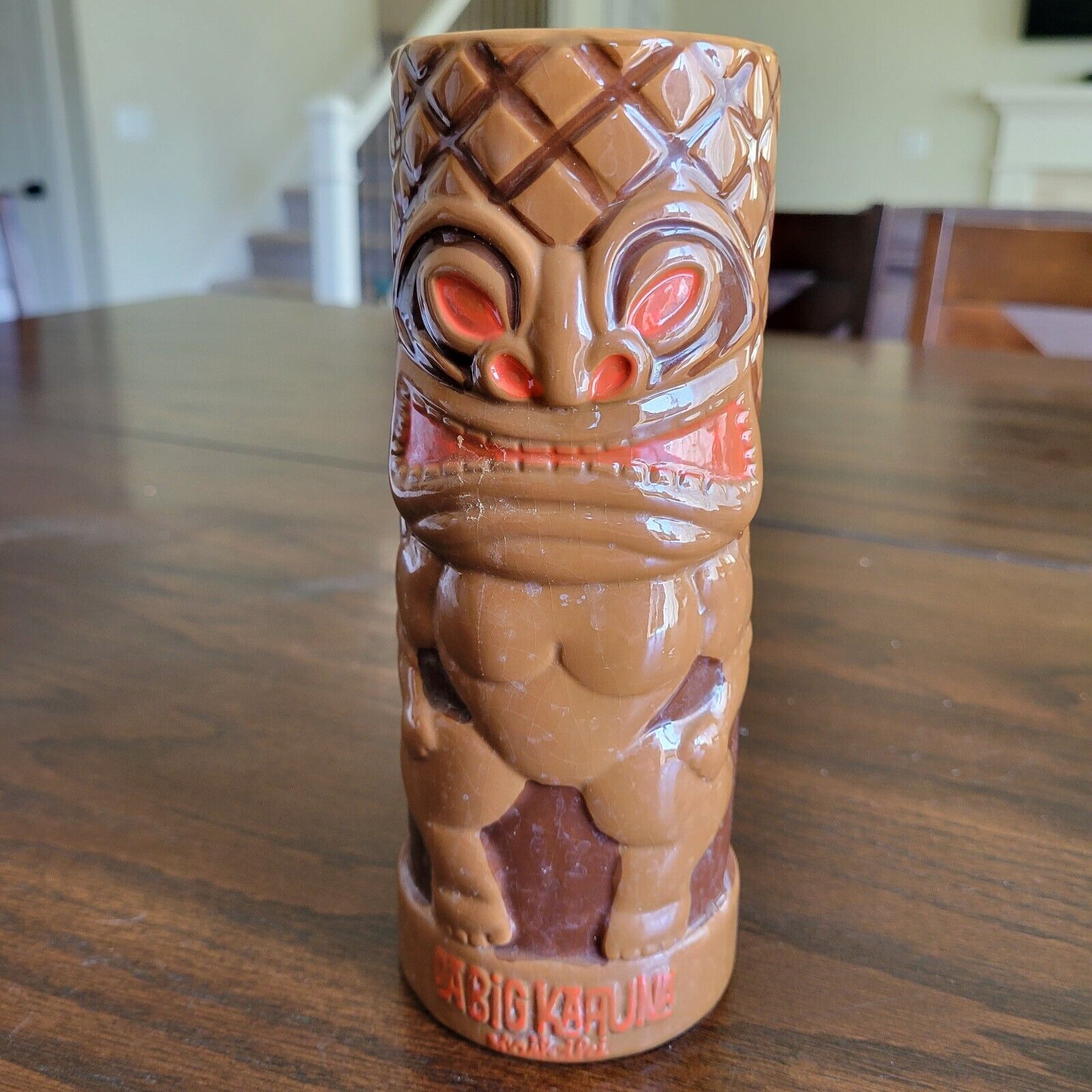 Da Big Kahuna Hawaii Ceramic Tall Tiki Mug With Handle Kitchy Retro