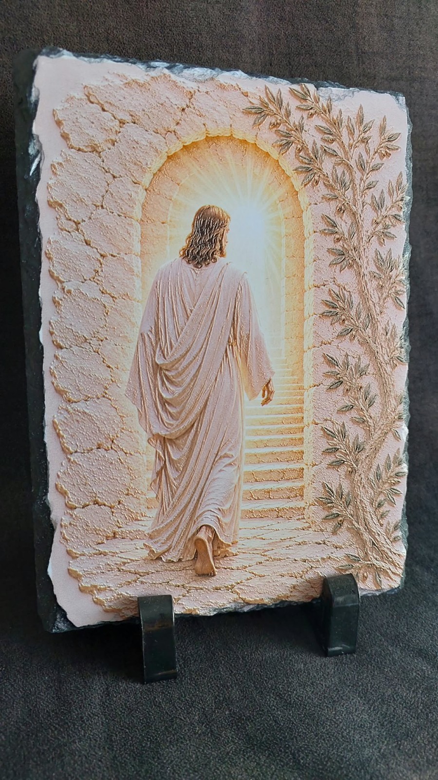 Jesus Christ 3D Stone Plaque Christian Religious Wall Art Heavenly Light5.5*7.5\