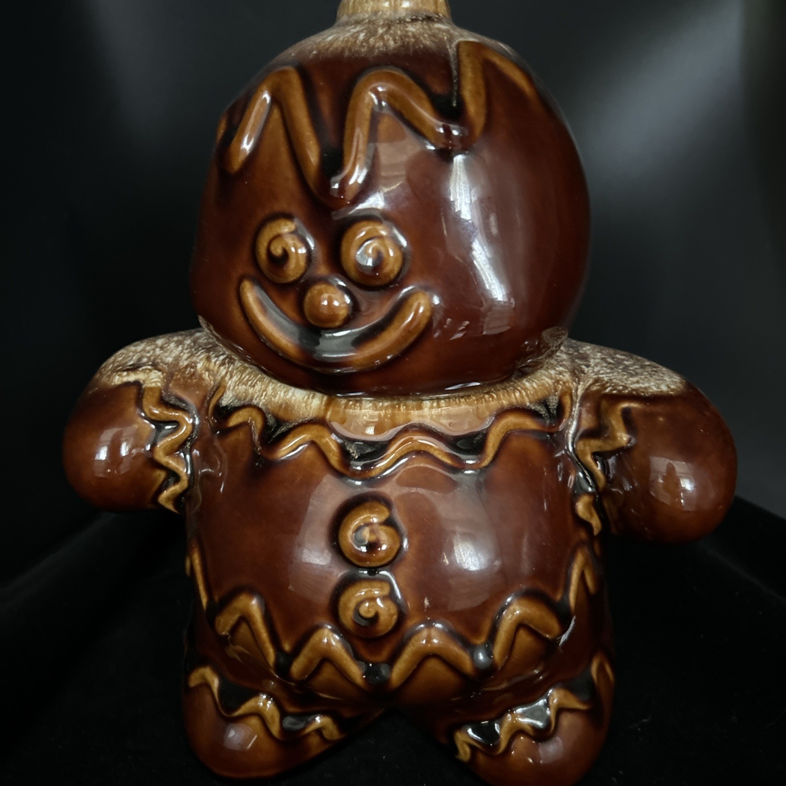 Vintage Hull Pottery Gingerbread Man Cookie Jar Brown Drip Glaze Holidays Cute