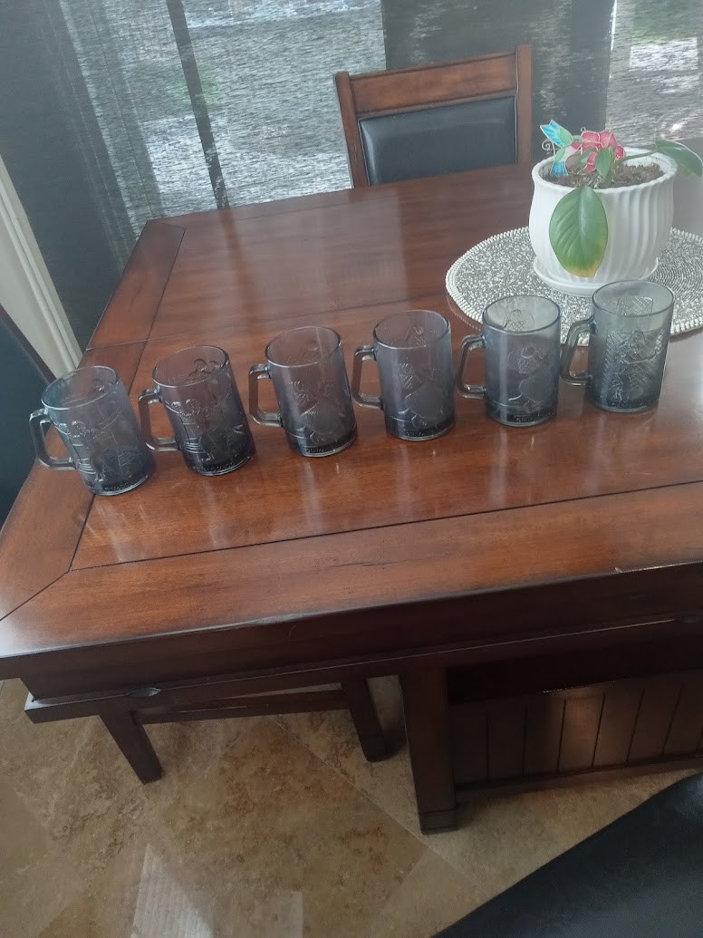 Vintage 1970s McDonald\'s Smoked Glass Mugs pre-owned  set of 6