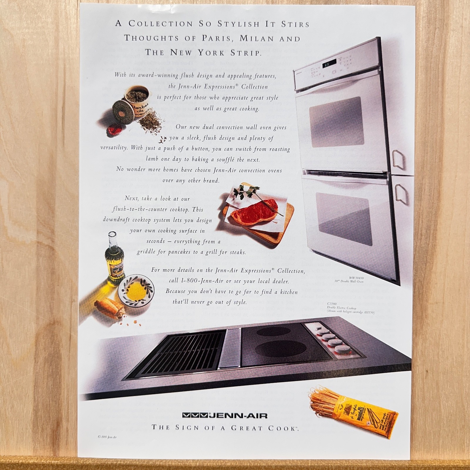 1995 Jenn-Air Cooktop Wall Oven Vintage Print Ad 90s Kitchen Decor Advert