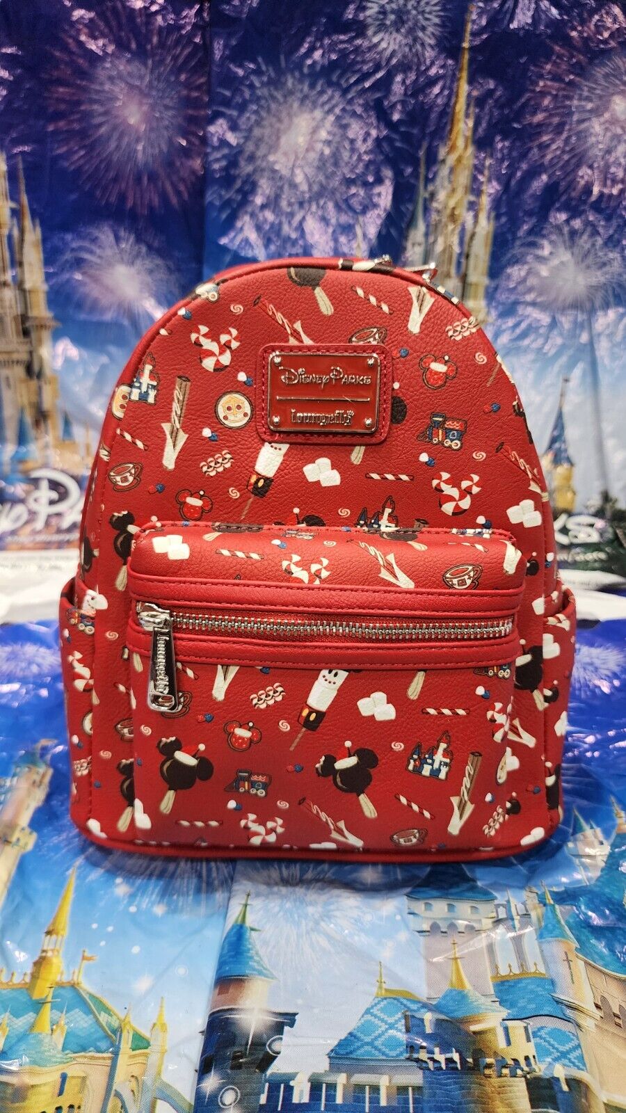 2021 Disney Parks Loungefly Mickey Red Christmas Holiday Treat Mini Backpack NWT