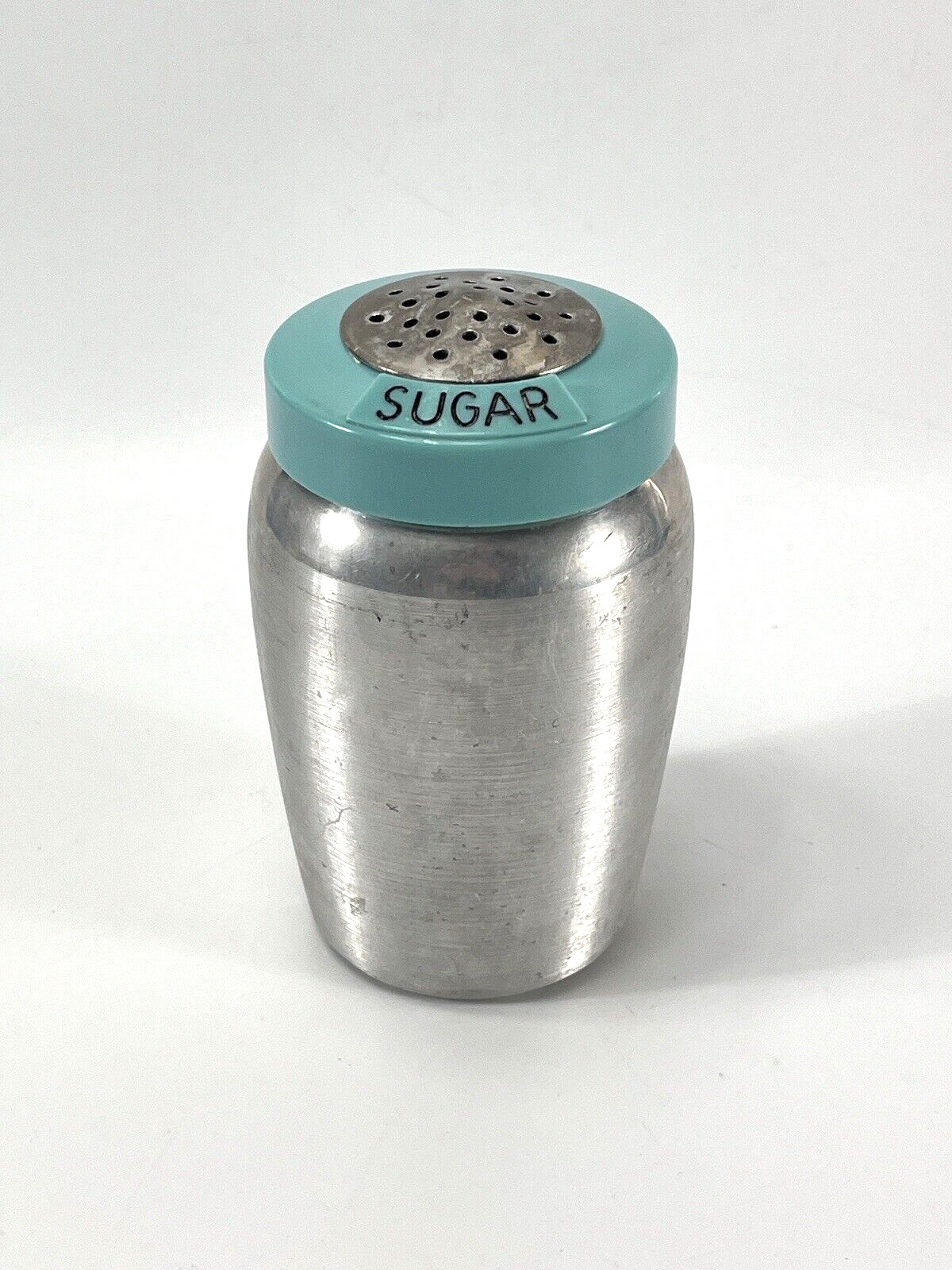 Vintage Rare Turquoise Kromex Spun Aluminum Sugar Shaker Retro Kitchen MCM