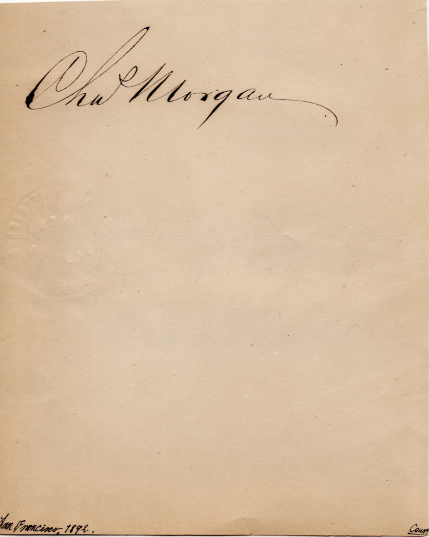 USA San Francisco Legal Document 1892, Charles R. Morgan, a Russian emigrant Jew