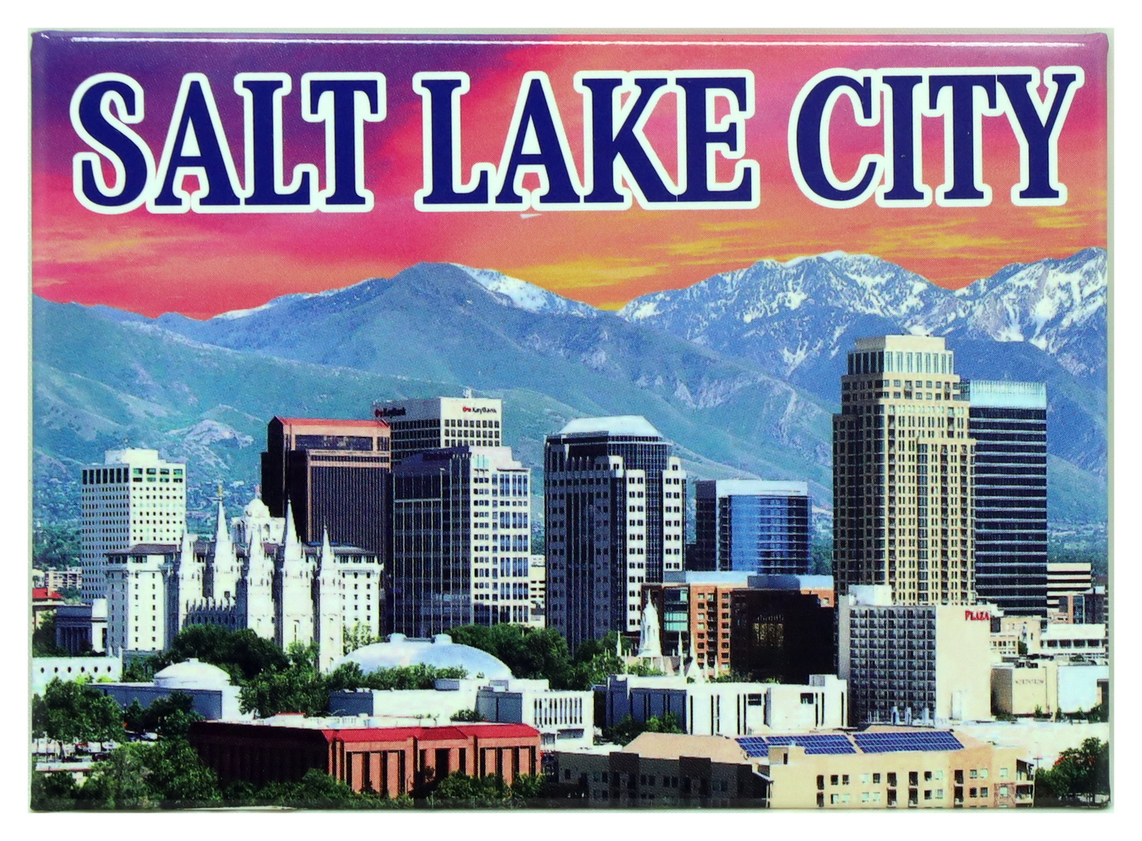 Salt Lake City Utah Skyline Photo Collector\'s Souvenir Magnet 2.5\
