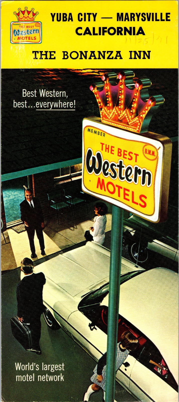 [4Mos] Postcard Unused 4x9, Best Western Motel Yuba City Marysville CA