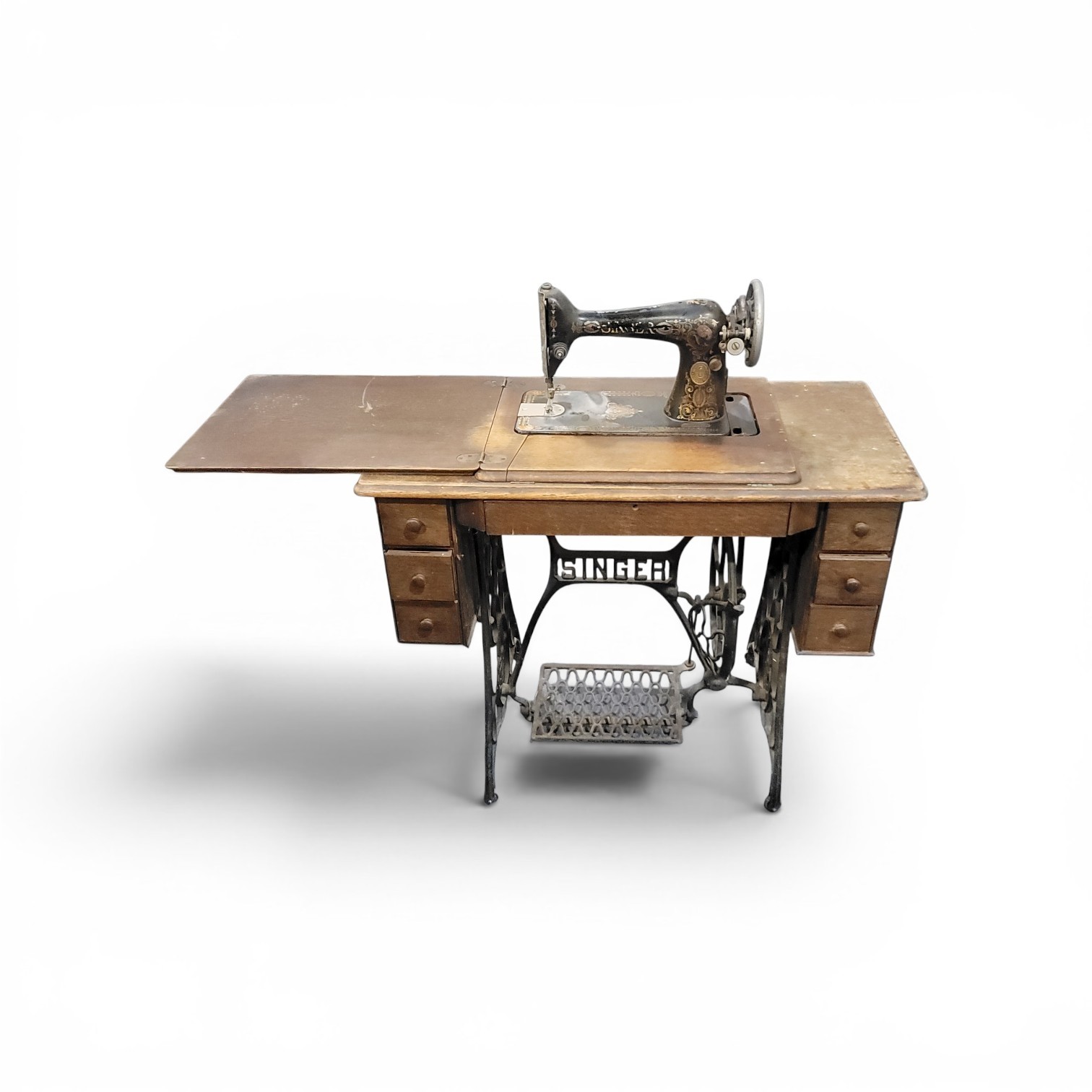 Antique Singer Treadle Sewing Machine and Table w/ Organizers - Local Pickup Antique Singer Treadle Sewing Machine and Table w/ Organizers - Local Pickup