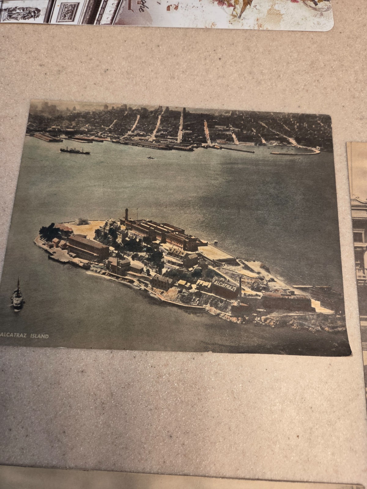 3 Circa 1958-1962 Jumbo Postcards Alcatraz, Union Square and Chinatown