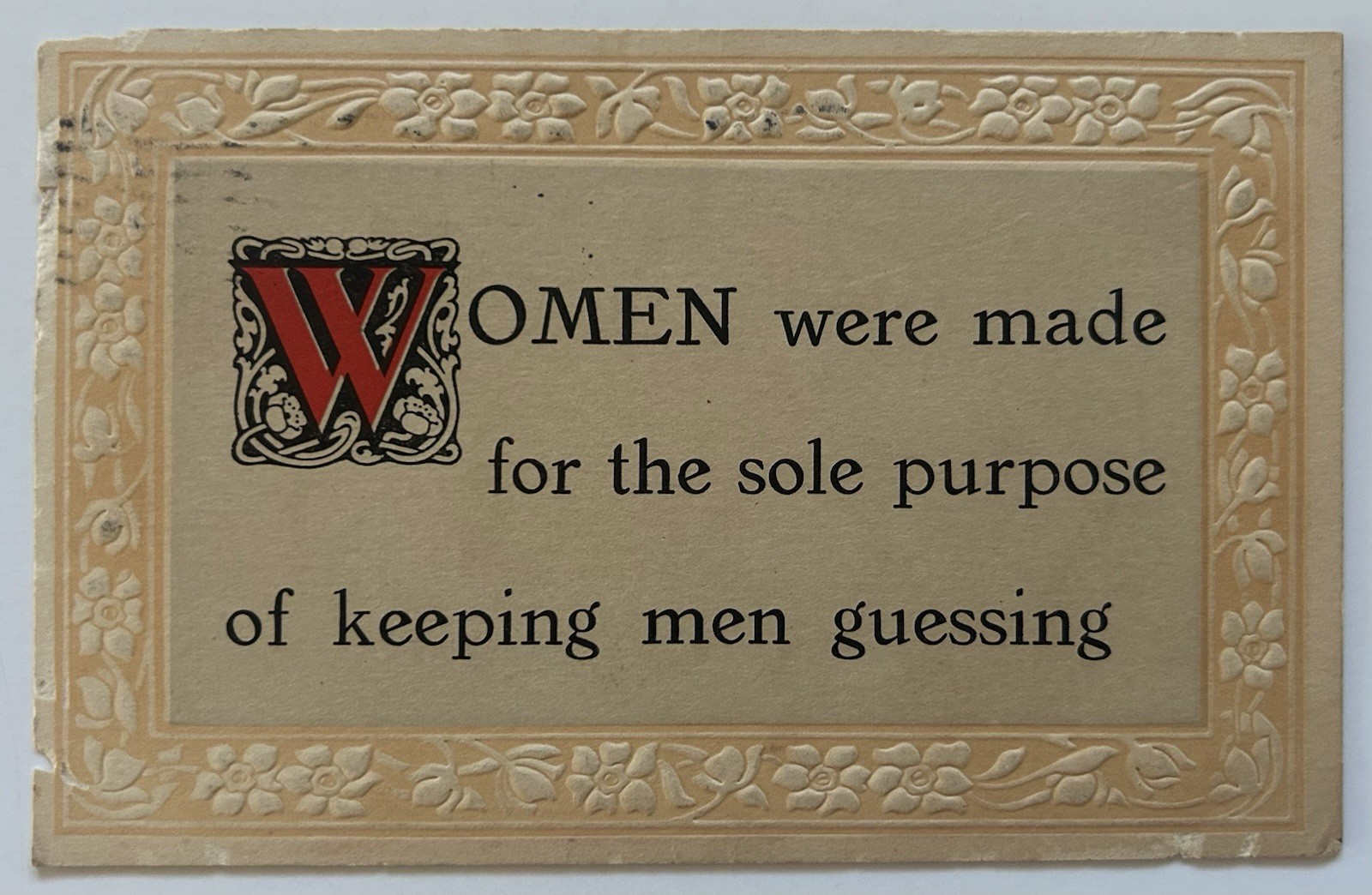 1912 Embossed Postcard Women Were Made Humor Series 17 Boston Cancel 1912 Embossed Postcard Women Were Made Humor Series 17 Boston Cancel