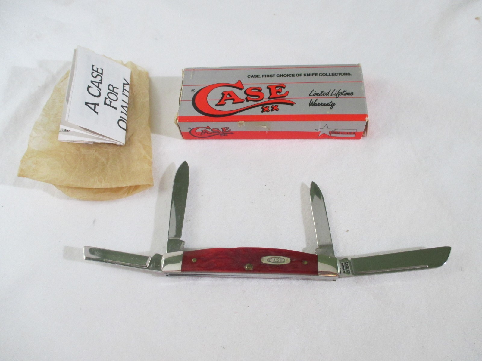 Case XX 1990\'s Four Blade Red Medium Congress 54052 SS