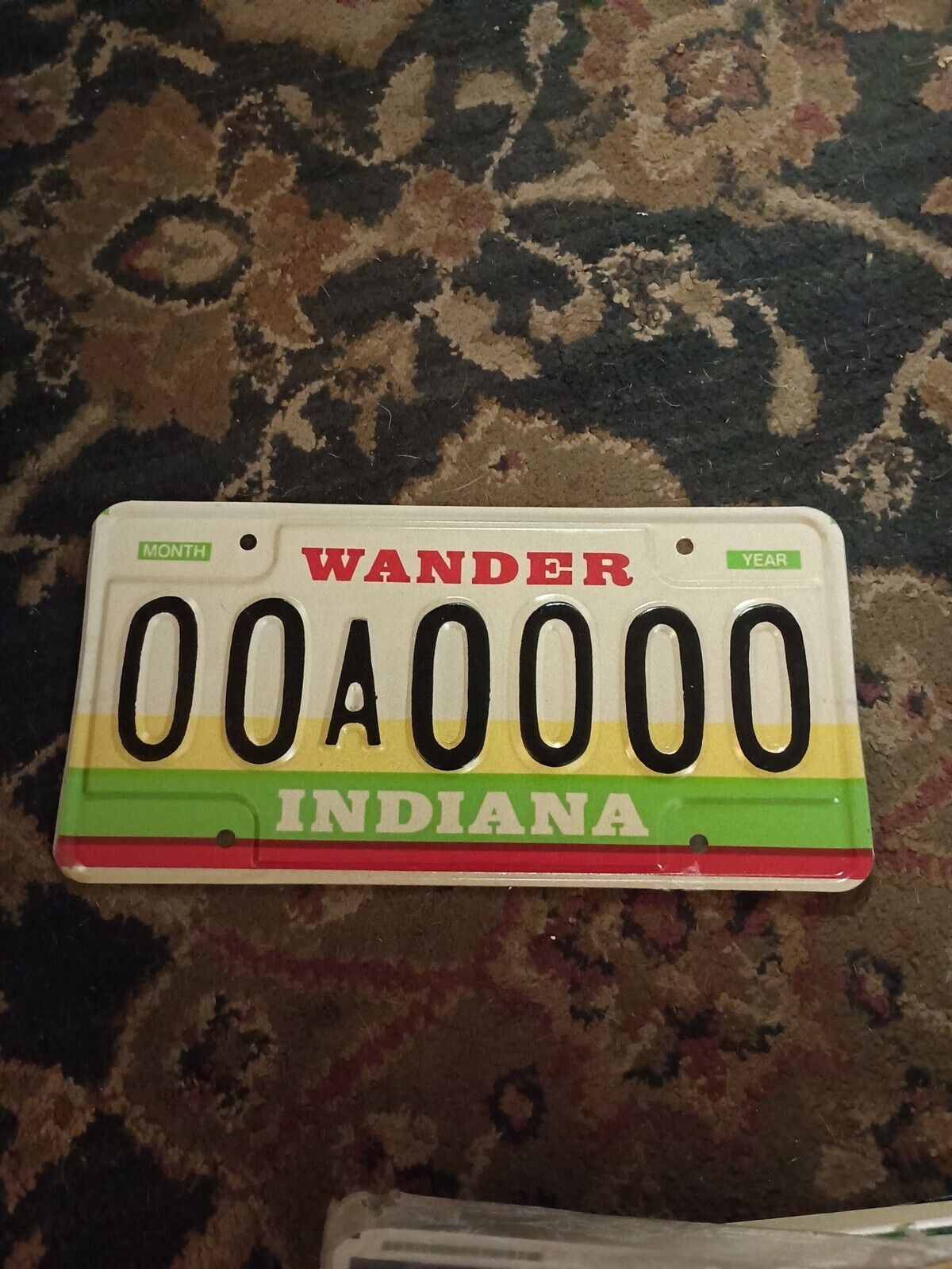 A Vintage Indiana Sample Licence Plate