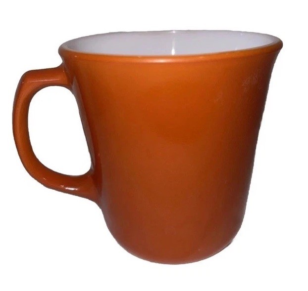 Cute Pyrex Burnt Orange Coffee Tea Cup 70s 80s  Vintage #2