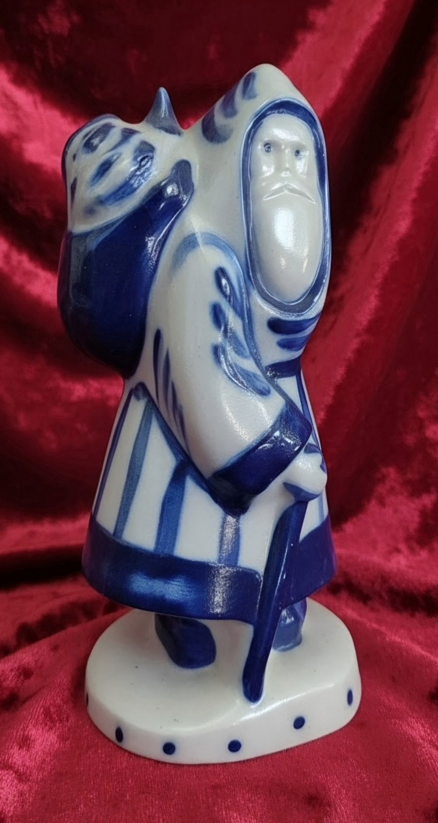 Vtg 90's David Eldreth Pottery Salt-Glazed Santa W/Toy Bag Figurine FREE US SHIP