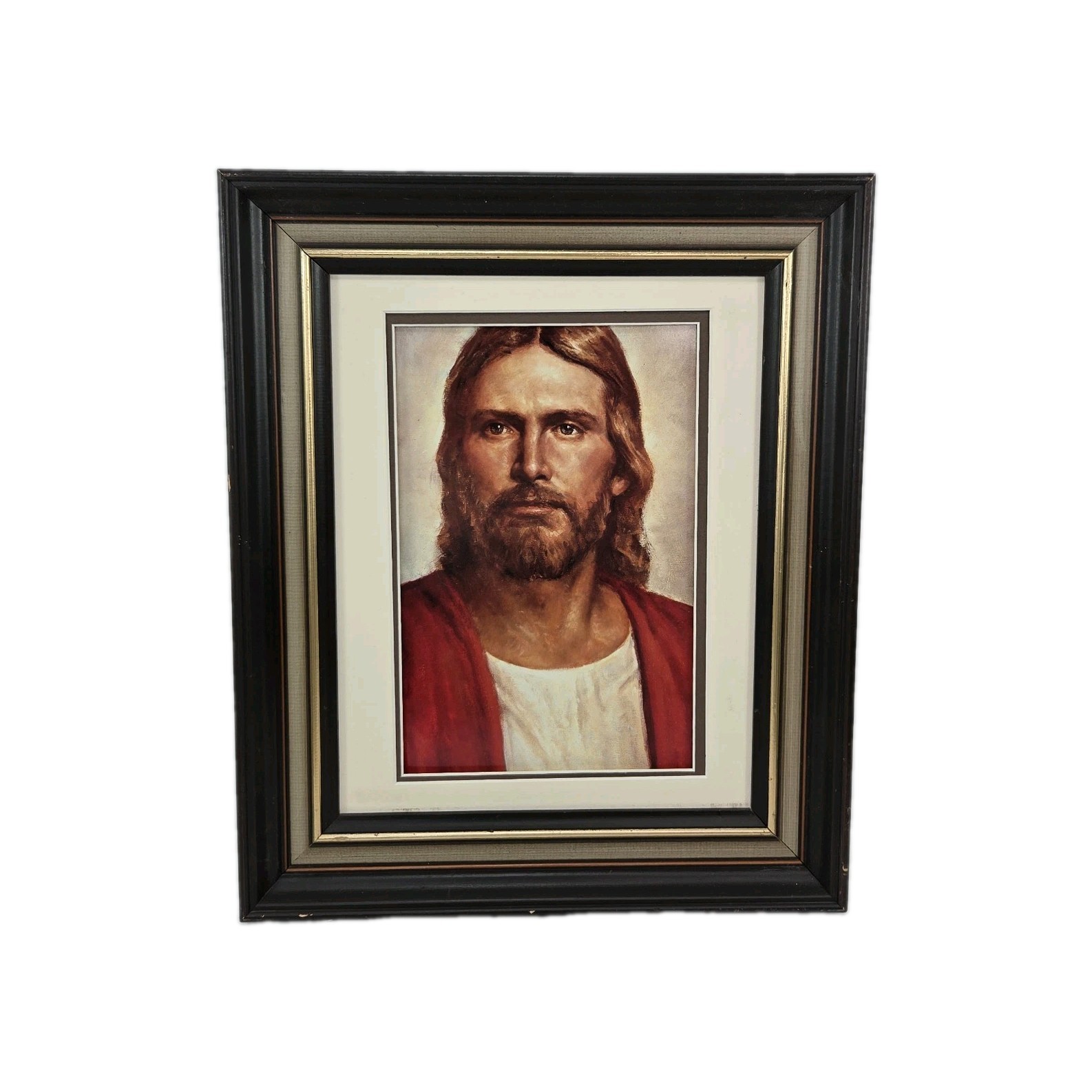 1989 Jesus Christ Print Del Parson Framed Matted Religious Christian Art No Glas