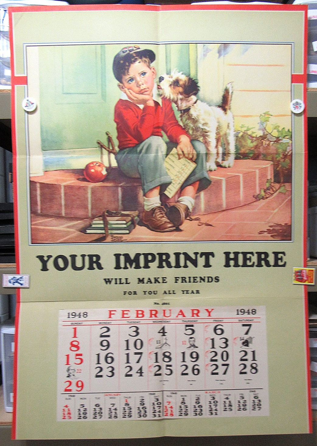 1948 Boy Dog Salesman Sample Art Print CALENDAR Frances Tipton Hunter 30\