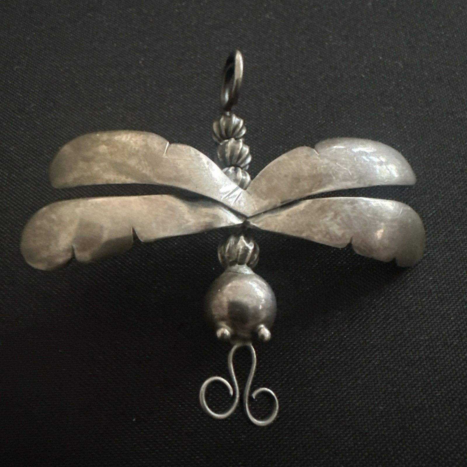 Signed Artisan Hand Made Sterling Silver DRAGONFLY Pin Brooch Antique Vintage