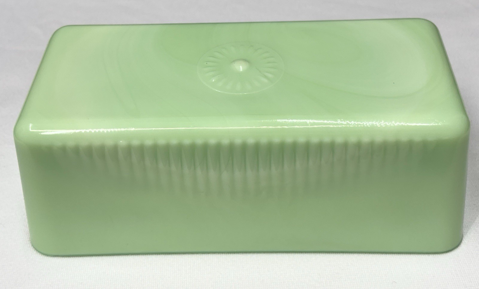 VTG 30s McKee Skokie Green Jadeite 1-1/4 lb Butter Dish Raised Pinwheel Top Only