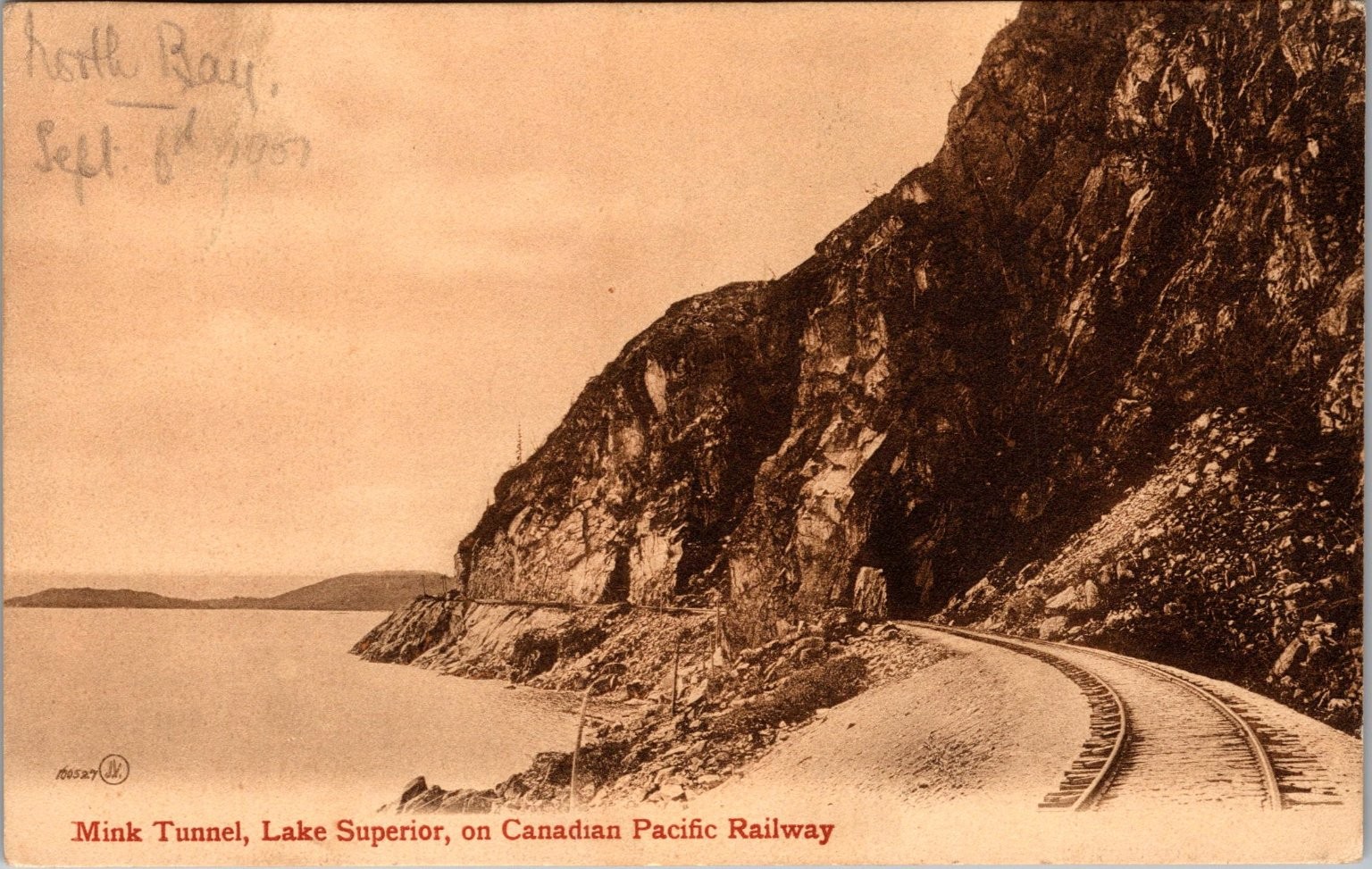 1908 Mink Tunnel Lake Superior CPR Railway Postcard Canada Vintage Posted