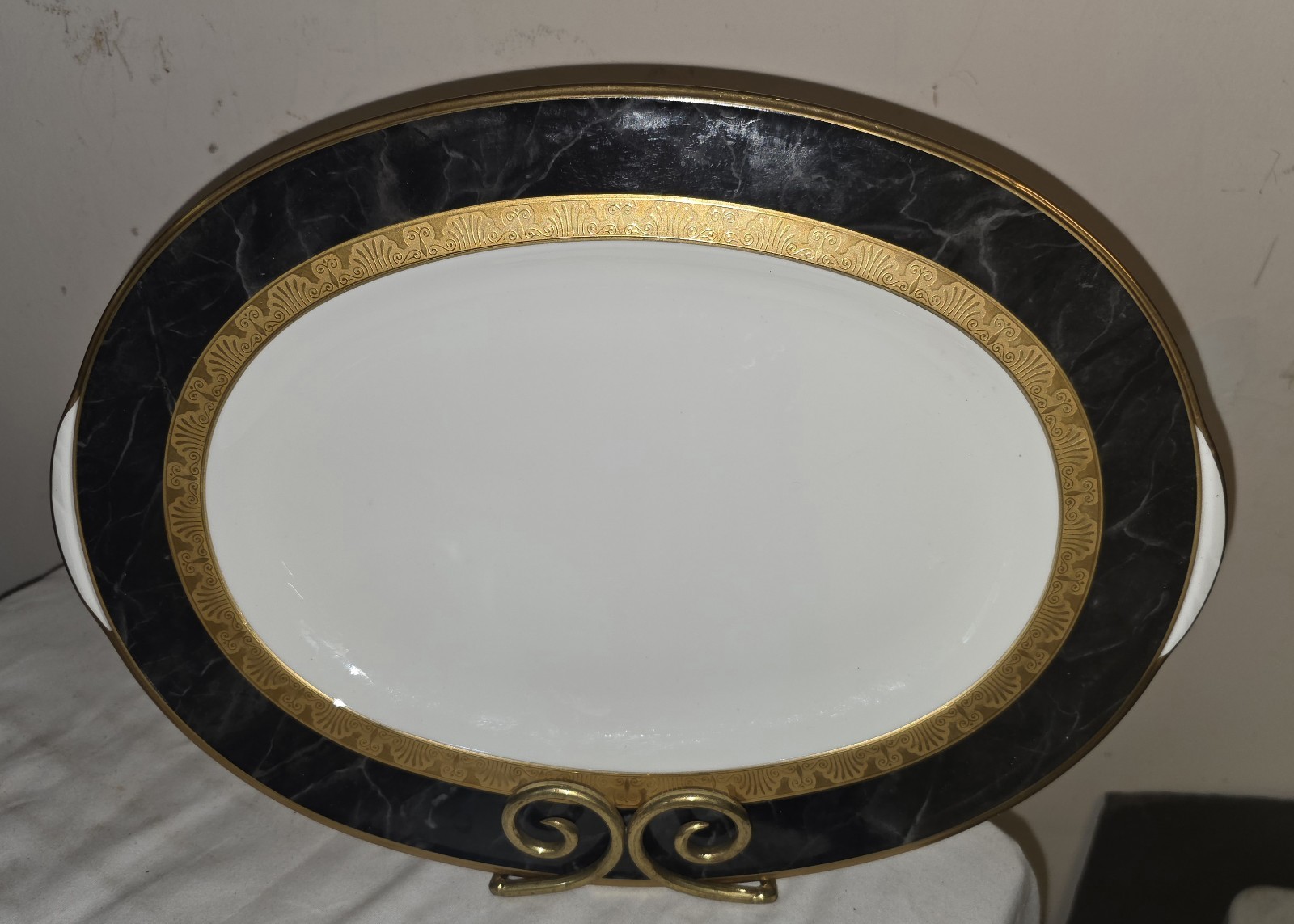 Noritake Opulence Gold and Black Bone China Serving Platter 14.5