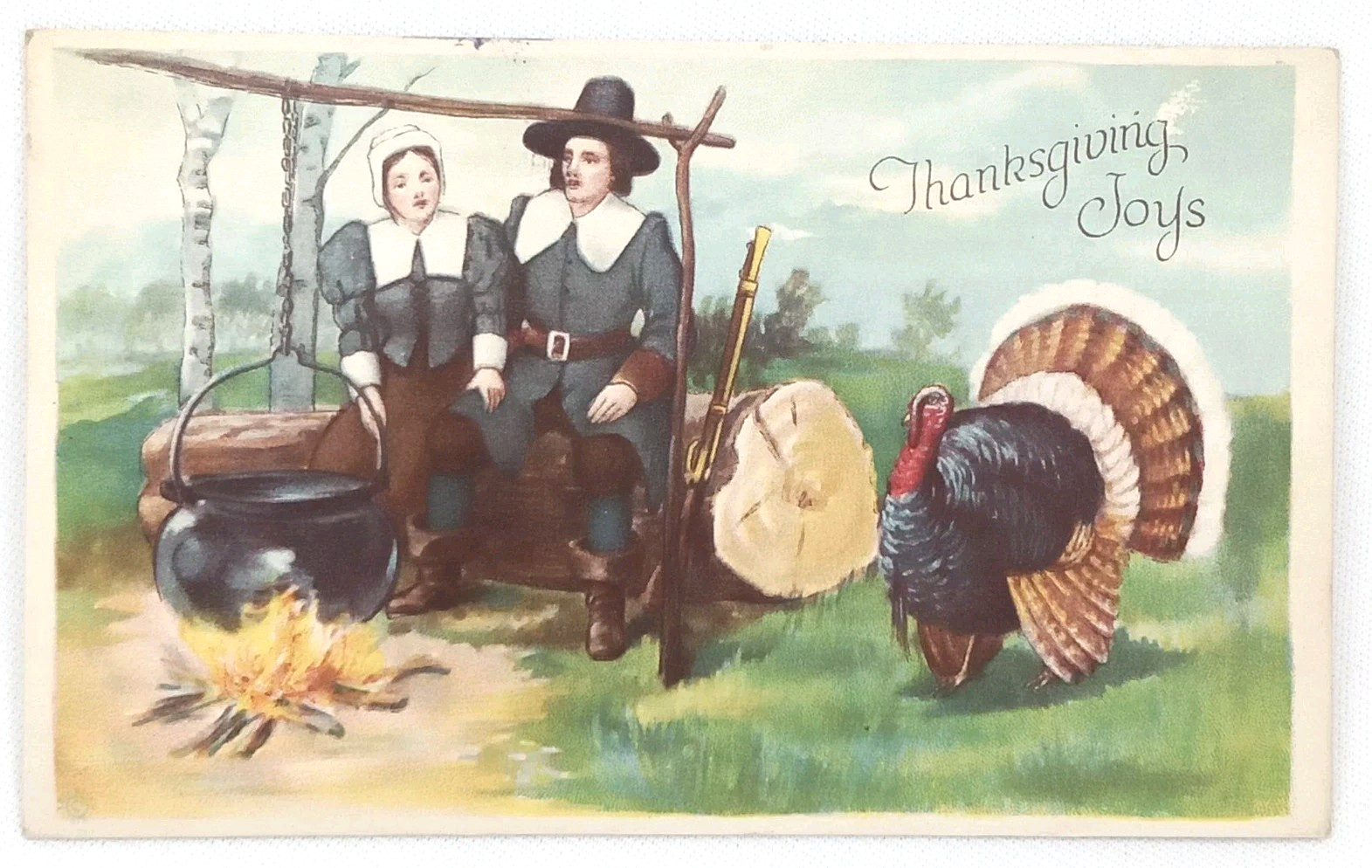 Antique 1914 S Bergman Thanksgiving Postcard Posted Spanaway Washington