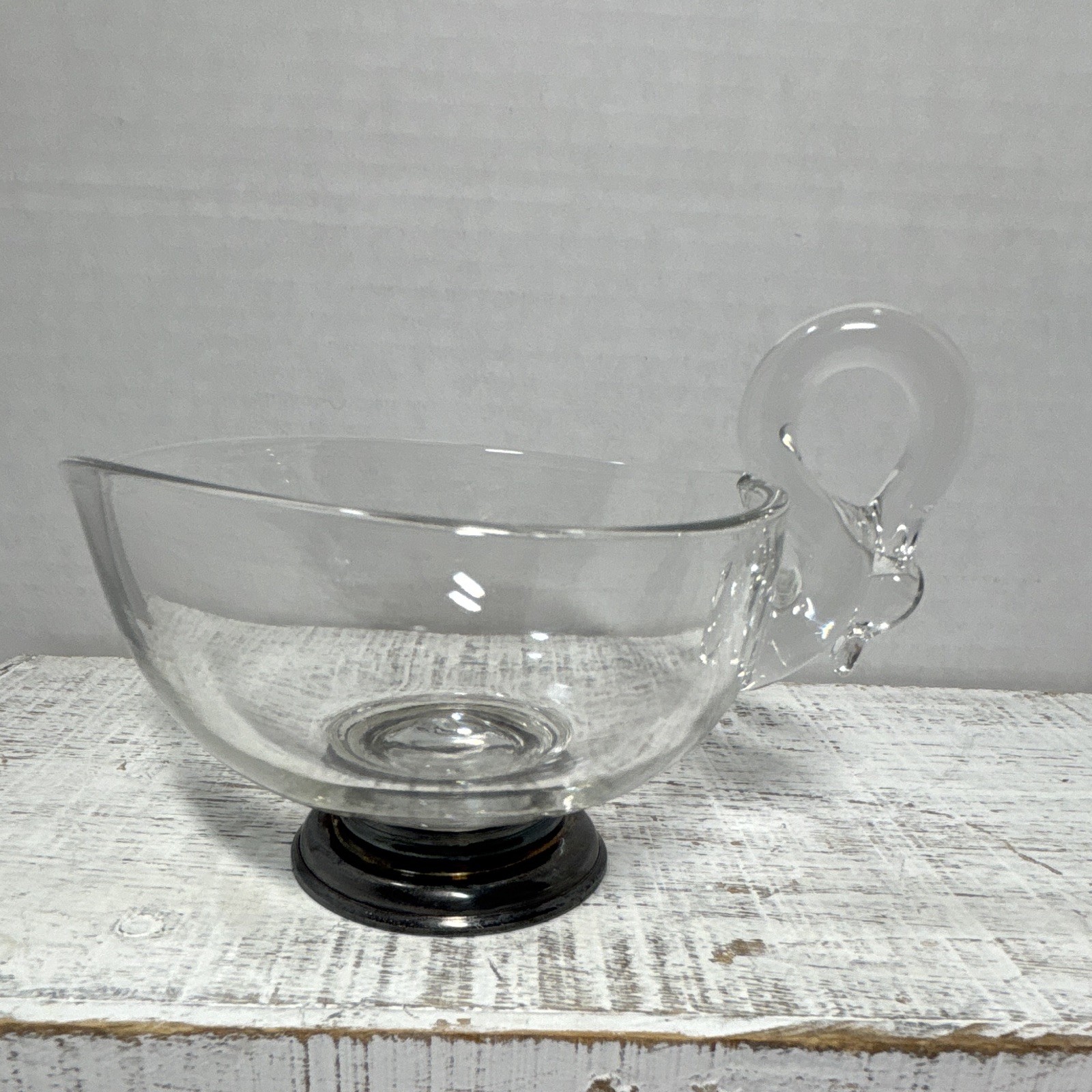 Vintage Clear Glass Swan Handled Dish with Sterling Silver Base Vintage Clear Glass Swan Handled Dish with Sterling Silver Base