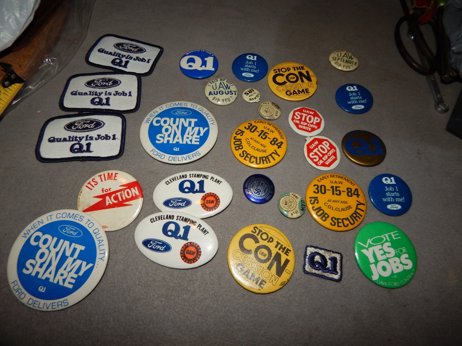 Vintage Ford UAW United Auto Workers Buttons & Patches 29 Pieces Estate Find
