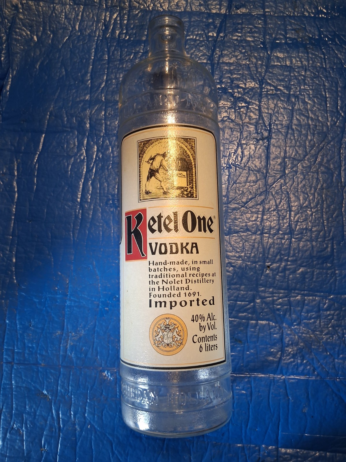 Ketel One Vodka Liquor Bottle, Clear Glass, 6 Liter Volume Very Rare