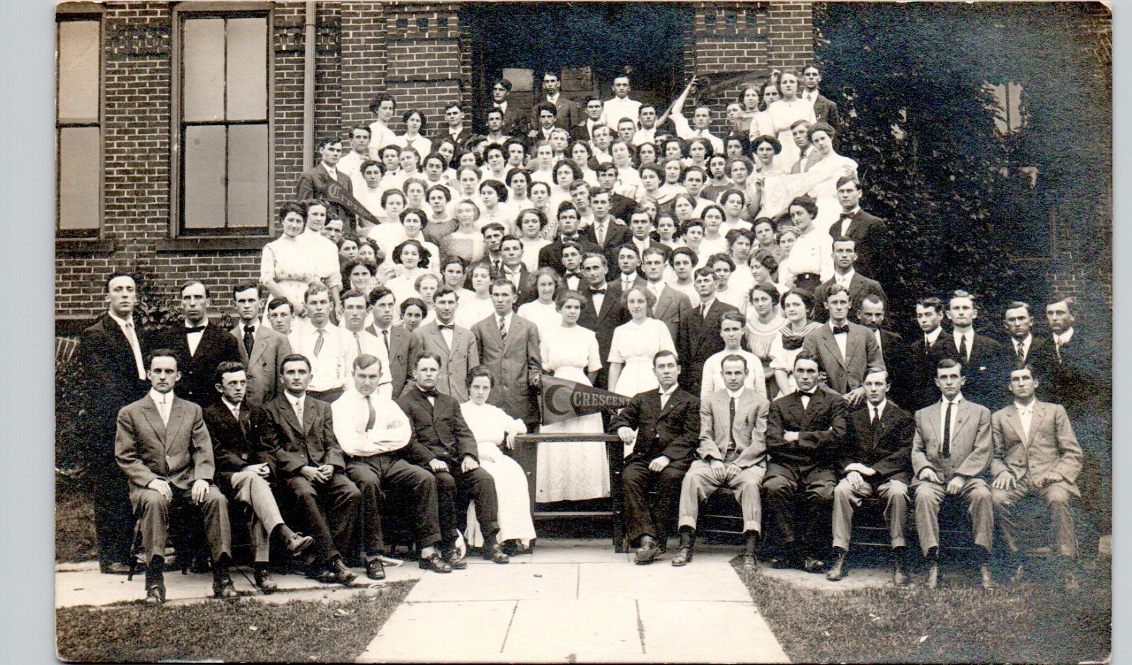 LITERARY SOCIETY Angola, IN postcard indiana real photo rppc tri-state college