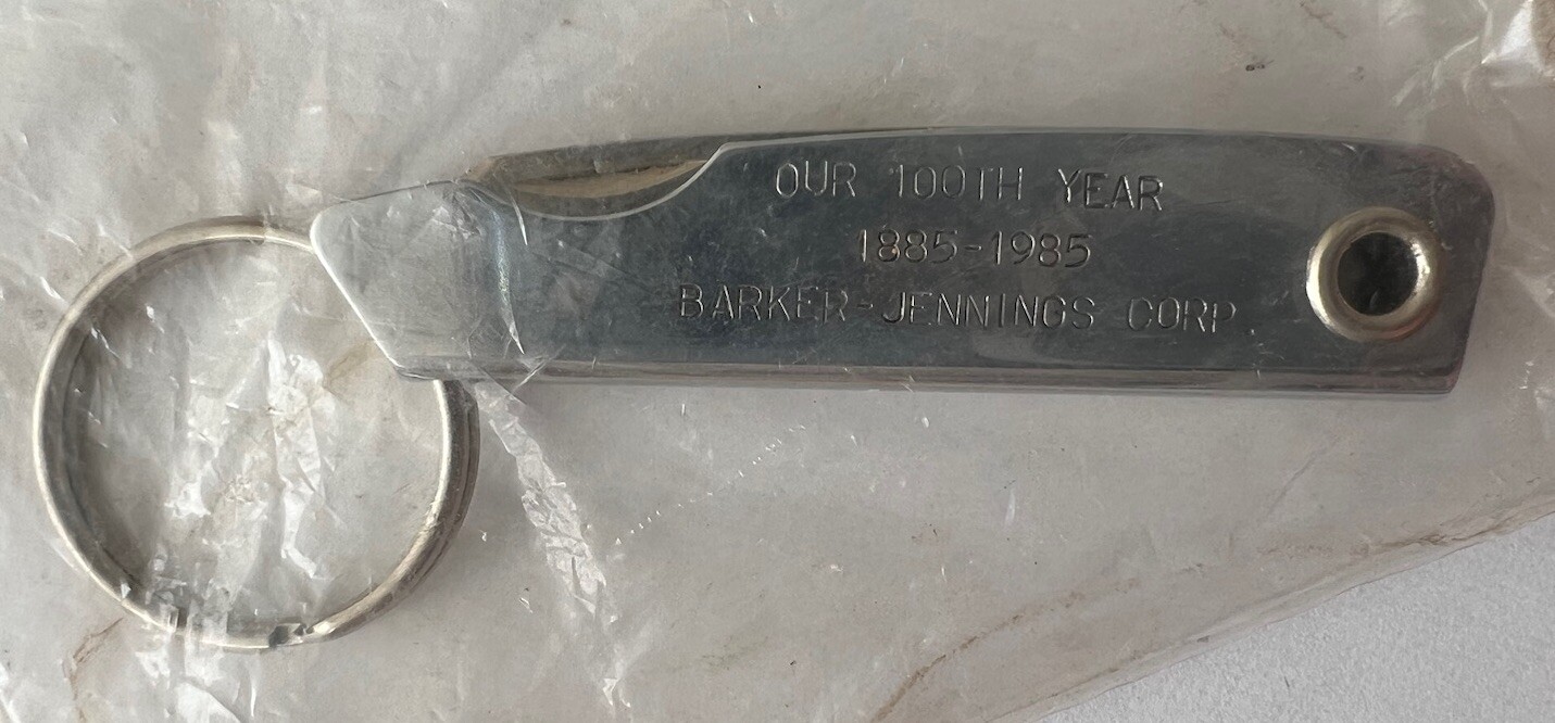 Vintage Pocket Knife/Key Chain: 100 Years Barker Jennings Corp. Lynchburg, VA Vintage Pocket Knife/Key Chain: 100 Years Barker Jennings Corp. Lynchburg, VA