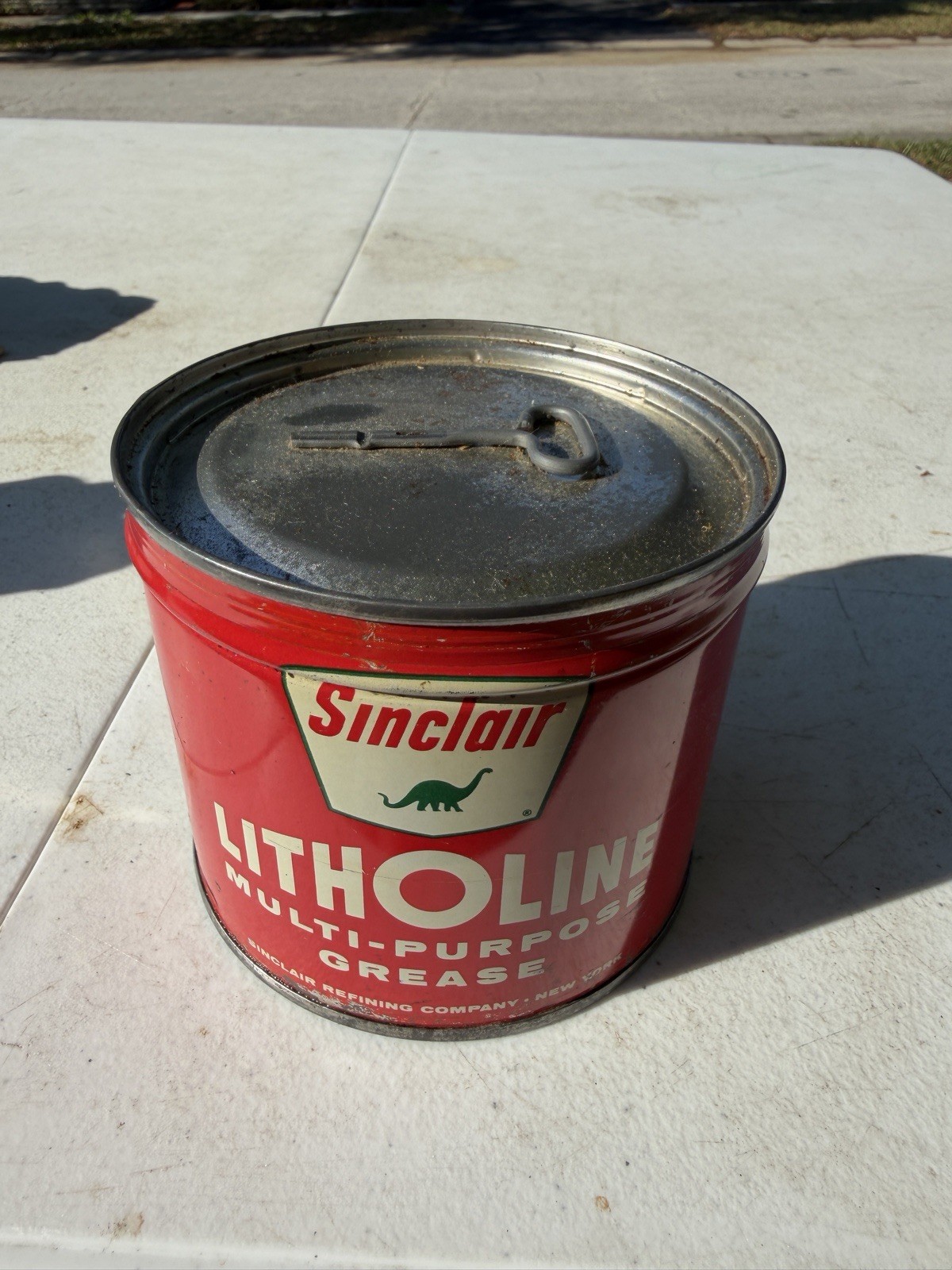 Vintage Sinclair Litholine Multi-Purpose Grease Can Unopened  W/Key Dinosaur