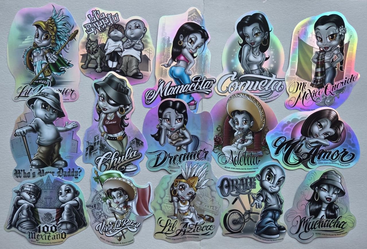 15 VTG Die Cut 2005 Lil Barrio Vending Machine Stickers, Homies Chicano NOS  HTF